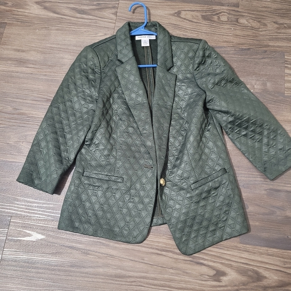 Carole Wren Elegant Quilted Blazer Size M Green
